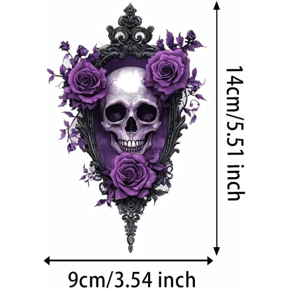 2D Flat 1Pc Gothic Purple Rose Skull Vinyl Sticker, Waterproof Self-Adhesive Decal for Car Window Bumper Decor, Holiday Gift
