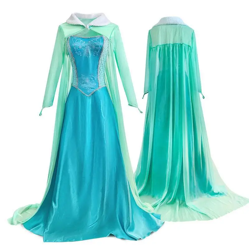 الأزرق Princ Dr S4XL حجم كبير إلسا لوين سنو وايت زي الملكة إلسا أداء الزي المرأة Faion Dr