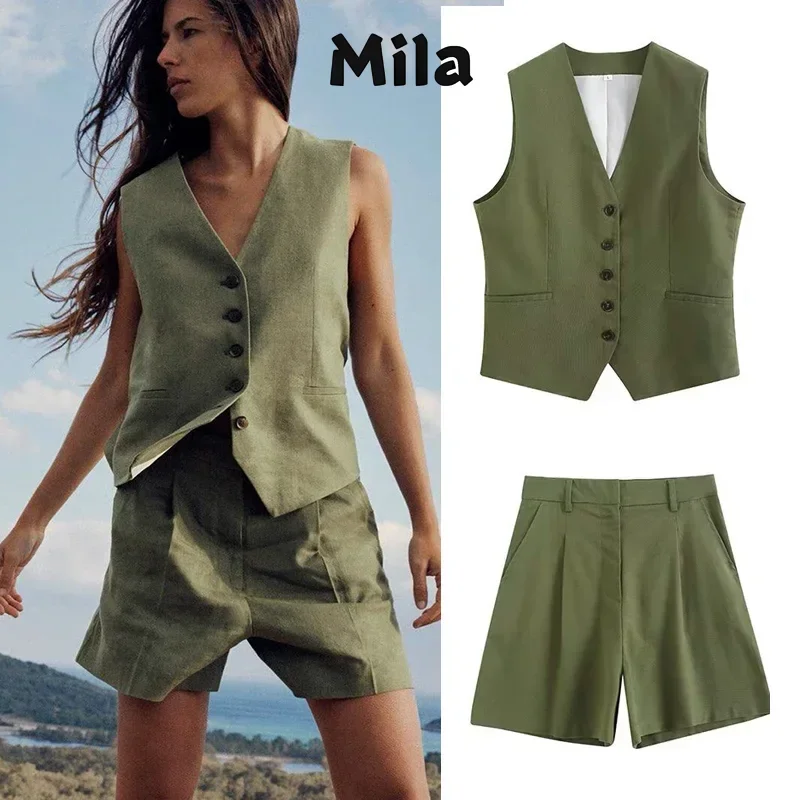 Casual Vest Suit Loose Short Suit Ensembles Shorts Set Women Two Piece Set Women's Suits Sets Pieces Elegant 2-piece Summer