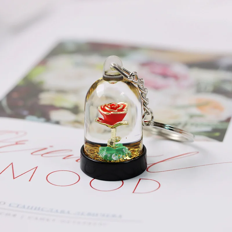 New Little Prince Creative Rose Liquid Sand in Oil Keychain Bag Pendant Gift Personality Backpack Decoration Kids Birthday Gifts