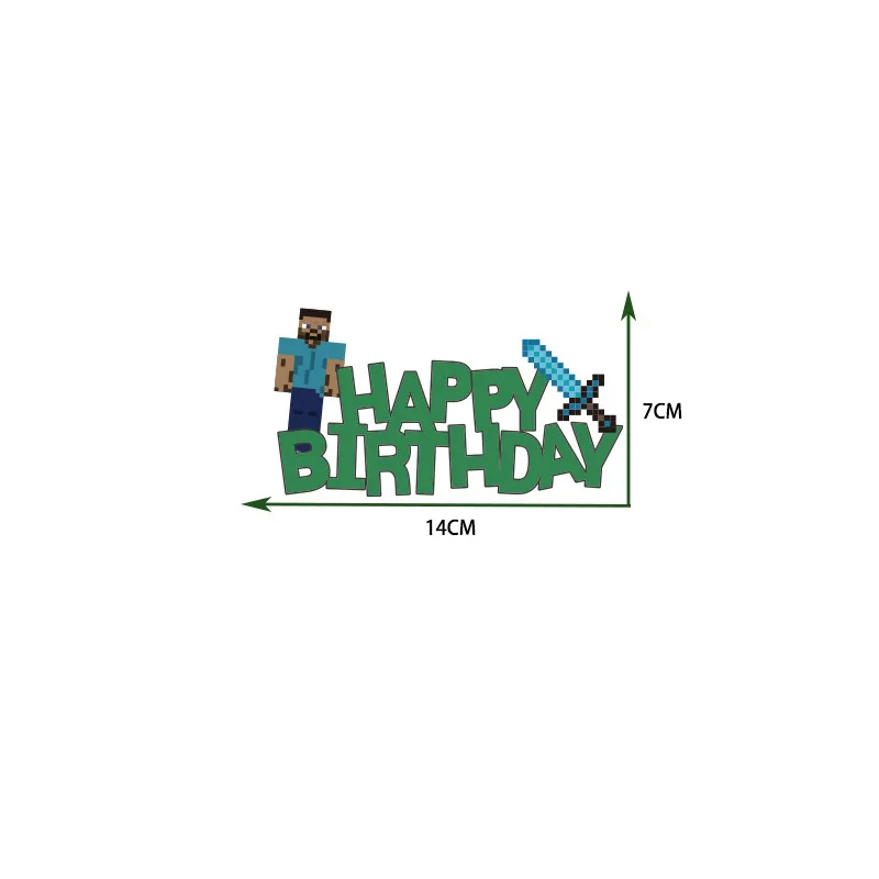  38pcs a set for Minecrafte Happy Birthday Banner Party Decoration Anime Spiral Ornament Cake Topper Supplies Party Supplie Toy view 4