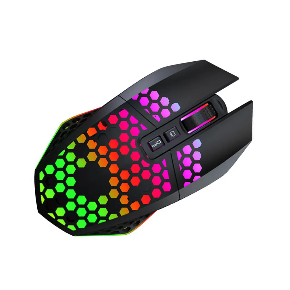 1Pcs Wireless Computer Mouse Ergonomic Wireless Game Mouse Adjustable Dpi 3 Levels Rgb Backlit for Laptop Desktop Gamer Work