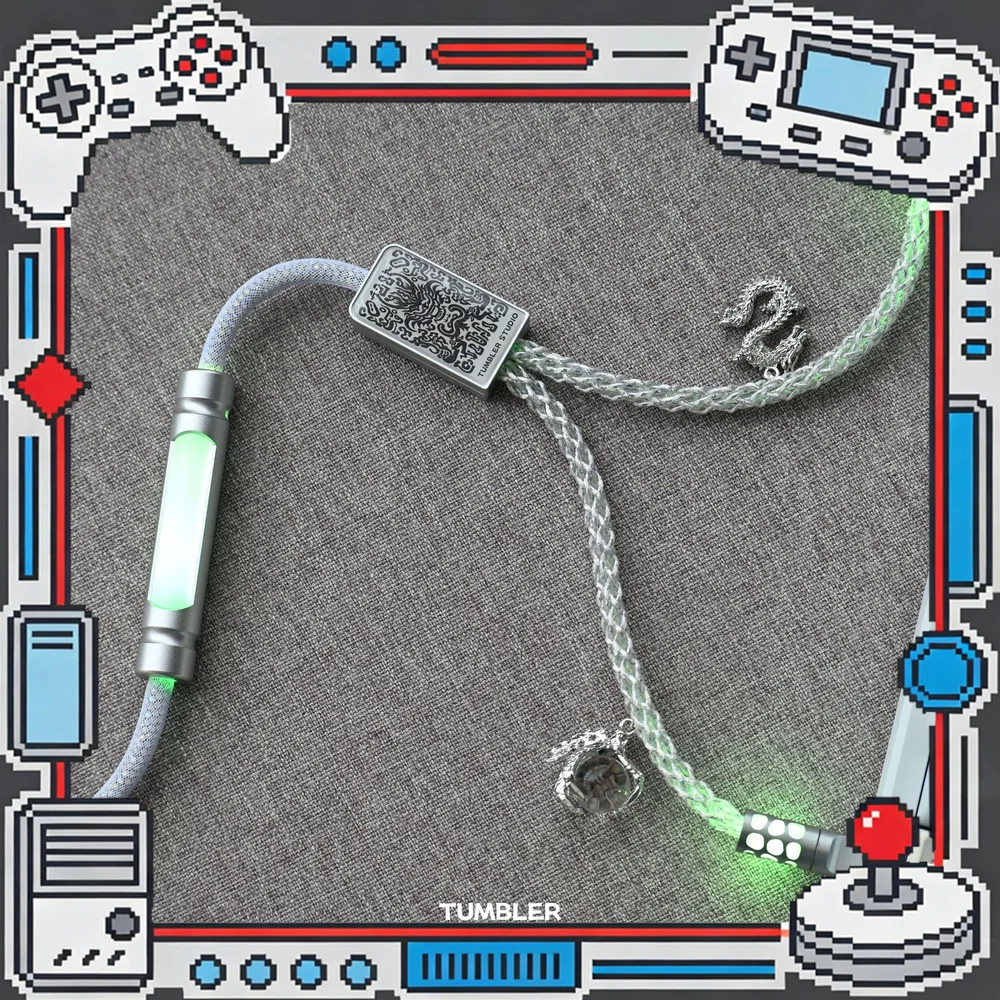 Tumbler Studio One-to-Two V2 8K Custom Mechanical Keyboard Aviator Cable One Input Dual Output Coiled Magnetic Switch Cord
