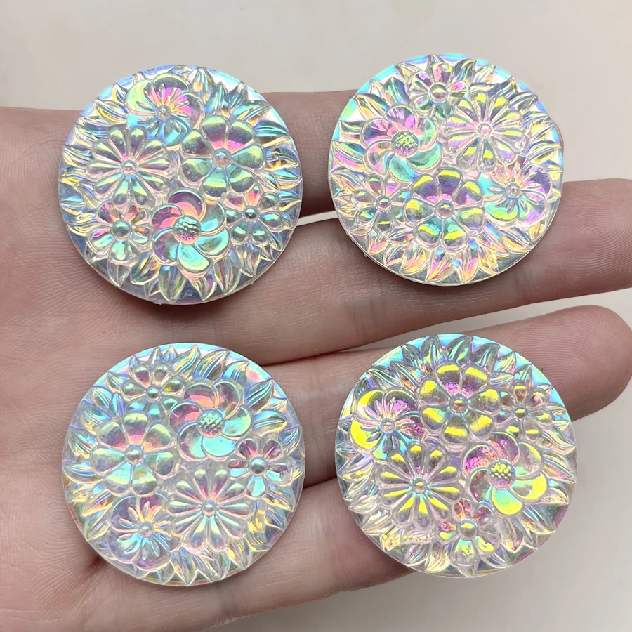 33mm flower round resin trim Flat back scrapbook diy jewelry Earrings Wedding charm Trim Rhinestone 10pcs/lot