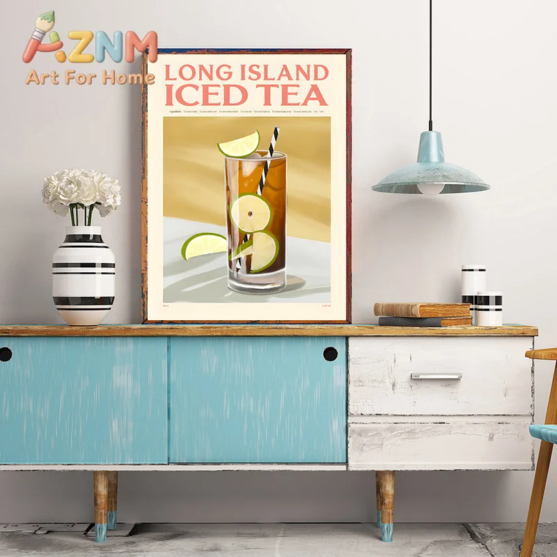 1pc frameless Canvas Painting Classic  Vintage Old Cocktail Poster Pizza Tapas Print Canvas Painting Abstract Wall Art Picture f