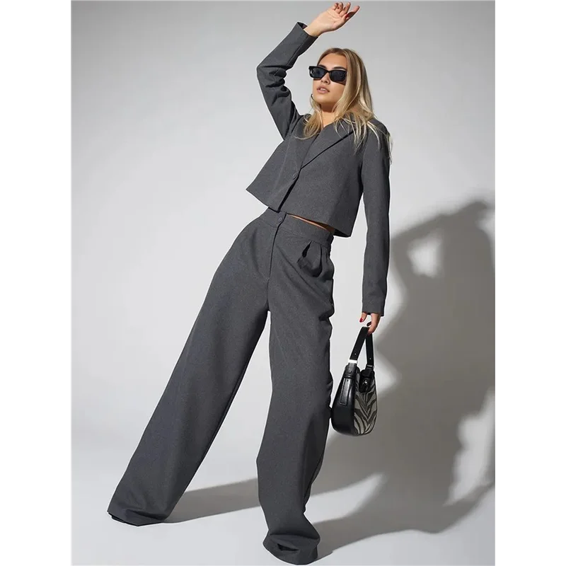 ABRT-2 قطعة ملابس للنساء سترات متأنقة عالية الخصر مستقيمة الساق السراويل الدعاوى مجموعة الأعمال عارضة