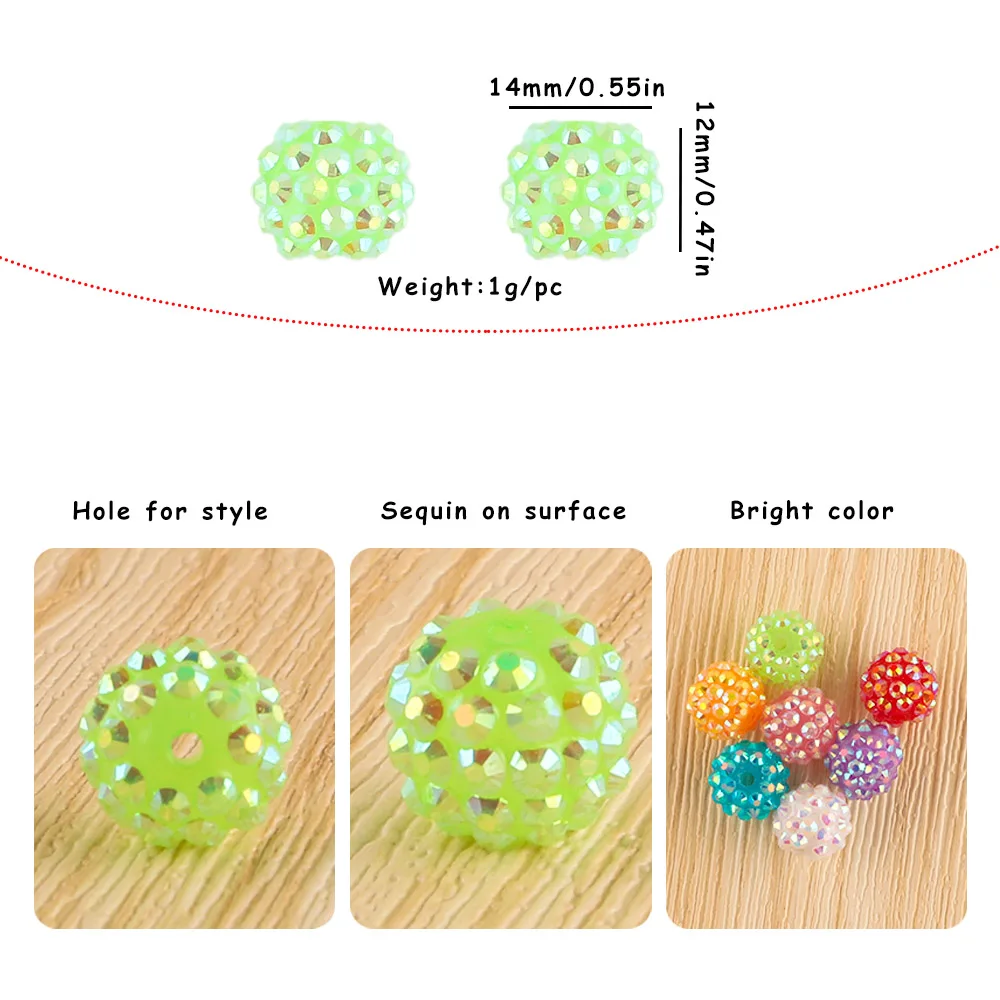 20/16/14mm Resin Bayberry Ball Rhinestone Acrylic Bead For Making Jewelry DIY Bracelet Necklace Earring Etc Handmade Accessories