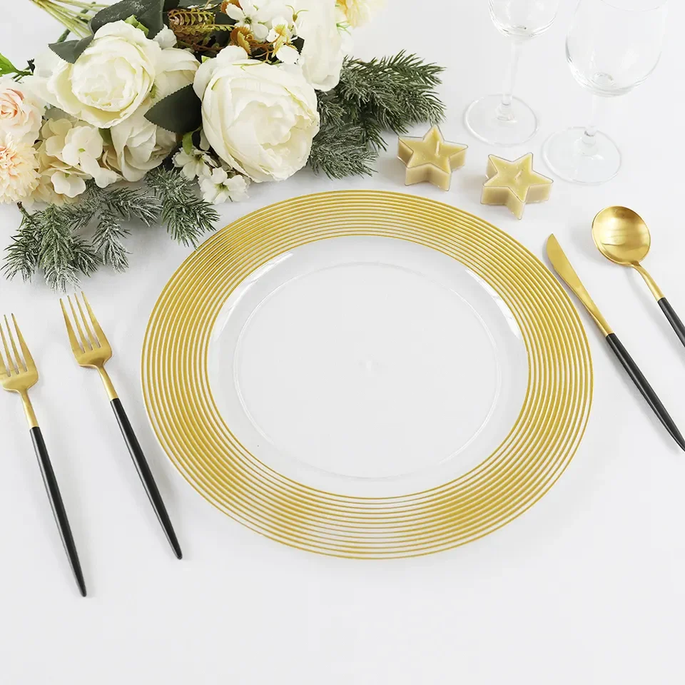 Decorative Table Party Charger Plates 13 inch Round Plastic Plate For  Home Wedding Party Decor