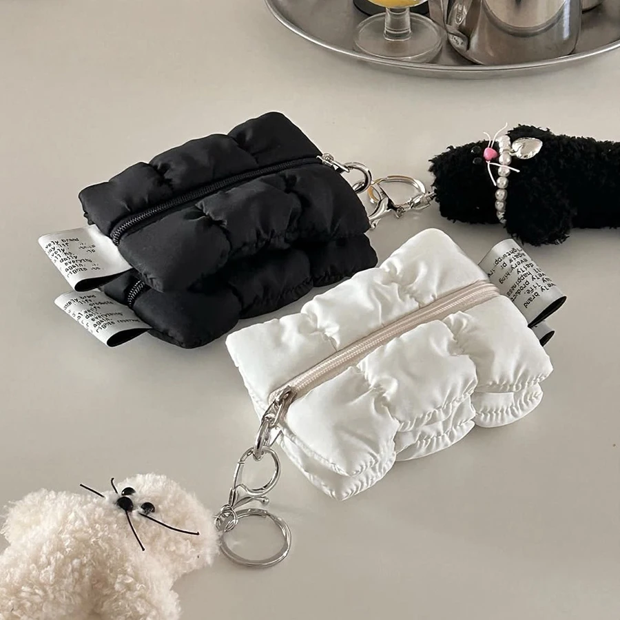 2026 INS Women Wallet Mini Small Wallet Multifunctional Lipstick Makeup Bag White Cloud Coin Purse Portable Storage Bag Key Case