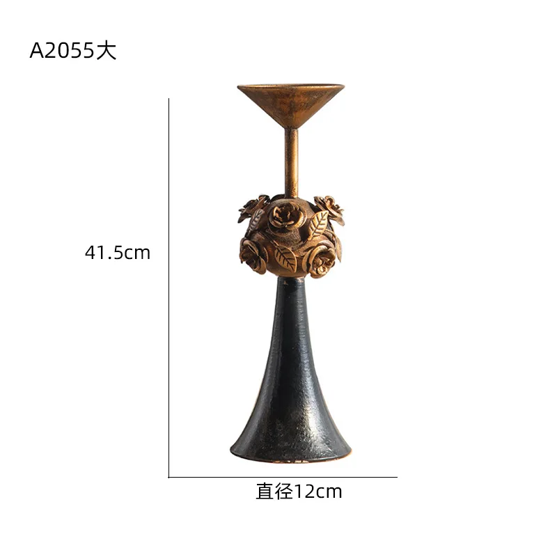 Shooting Ornament Metal Black Flower Tabletop Decorative Candle Holder