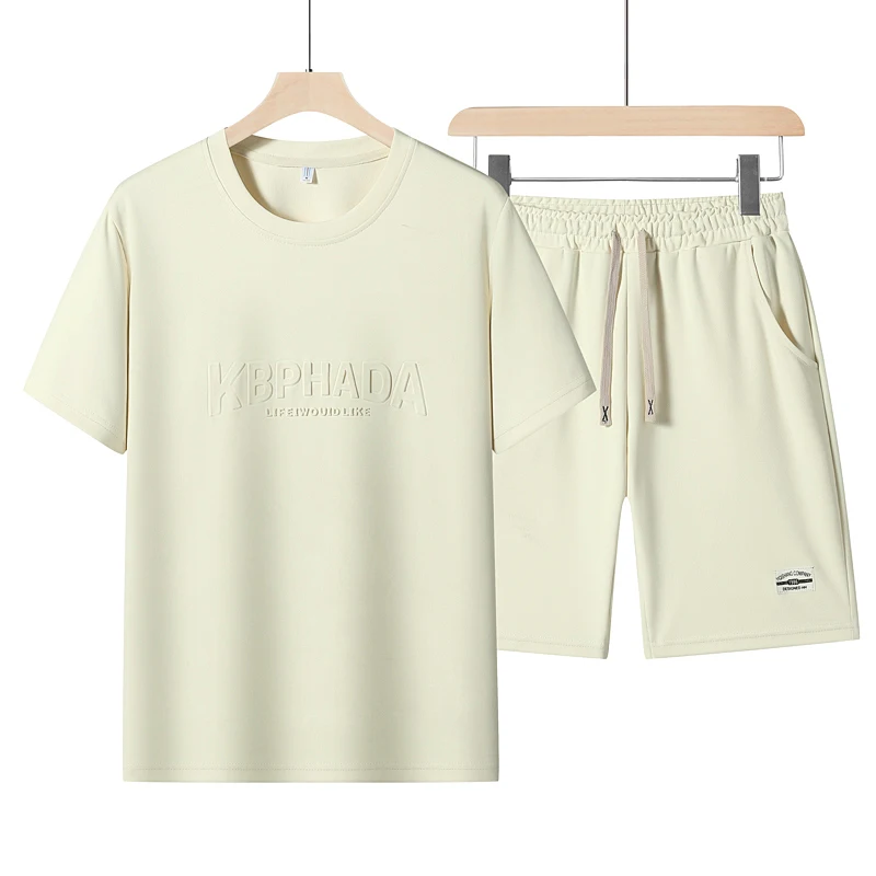 

Loose ort Sve T-irt Men's Faionable Summer Outfit Set Haome Youth Polyester Fiber Five Sve Length ort Pants