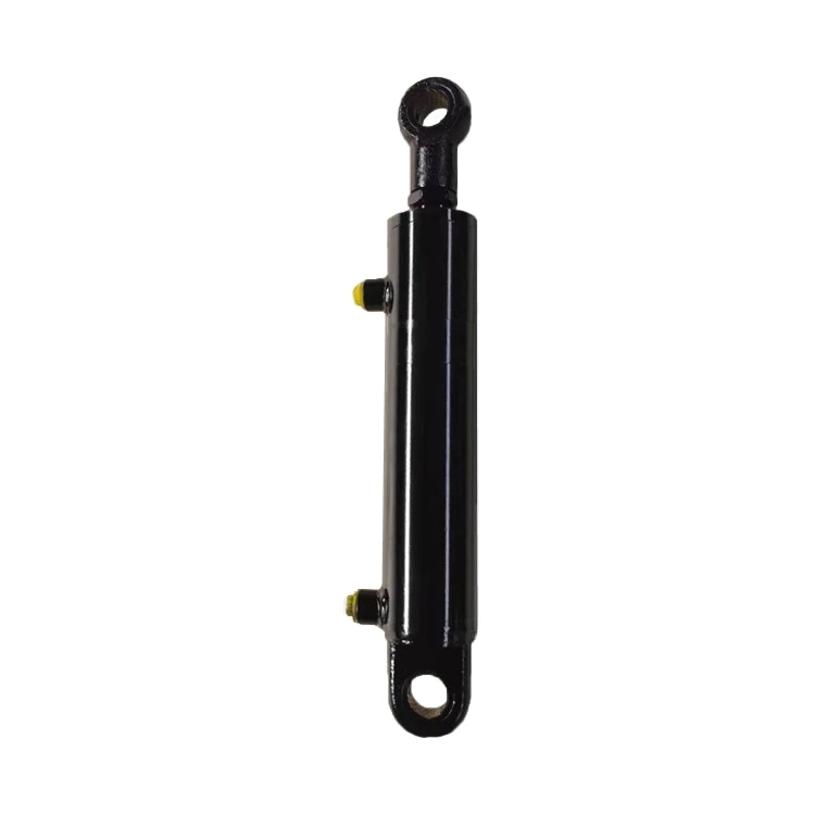 Double acting single rod hydraulic cylinder with inner inclined eye rod for truck tailgate lift