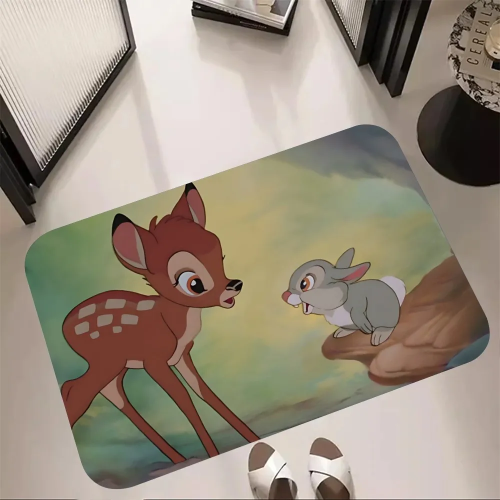 Cartoon B-Bambi Floor Mat Graphic Printed Flannel Doormats For Bathroom Kitchen Entrance Carpet Home Decor