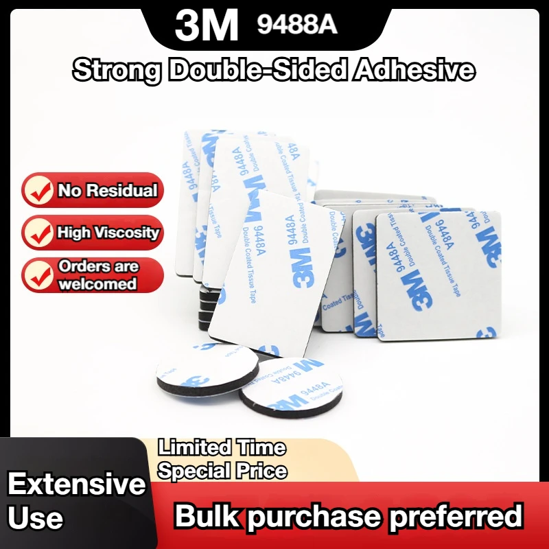 3M 9448A EVA Strong Foam Double-Sided Tape-High Adhesion No Residue-Suitable for Office Supplies Home Decor Automotive Products