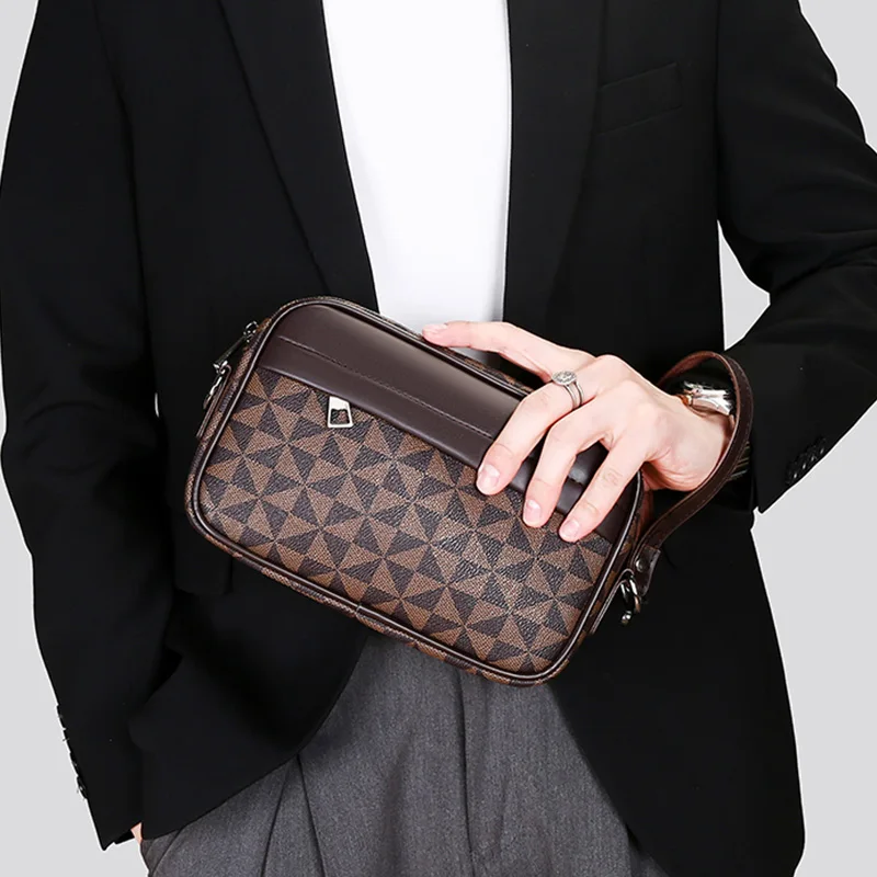 

Fashion Business Shoulder Bag PU Leather Waist Pack Male Handbag Casual Travel Crossbody Bag phone purse Designer Men Clutch Bag