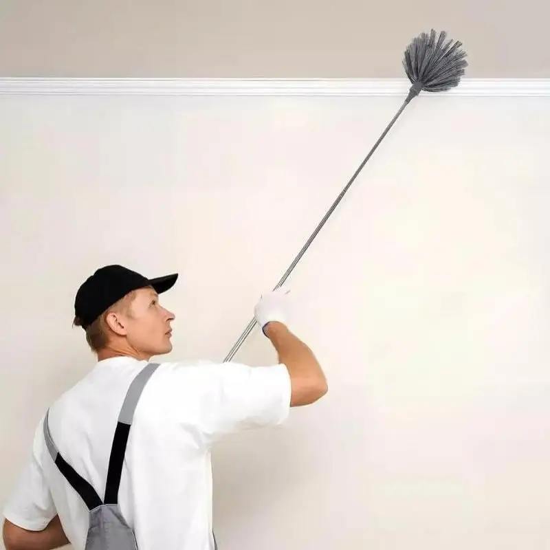 1 Piece/Set Extendable Spider Web Duster With Medium Stiff Bristles Retractable Stainless Steel Pole For Indoor Outdoor Cleanin