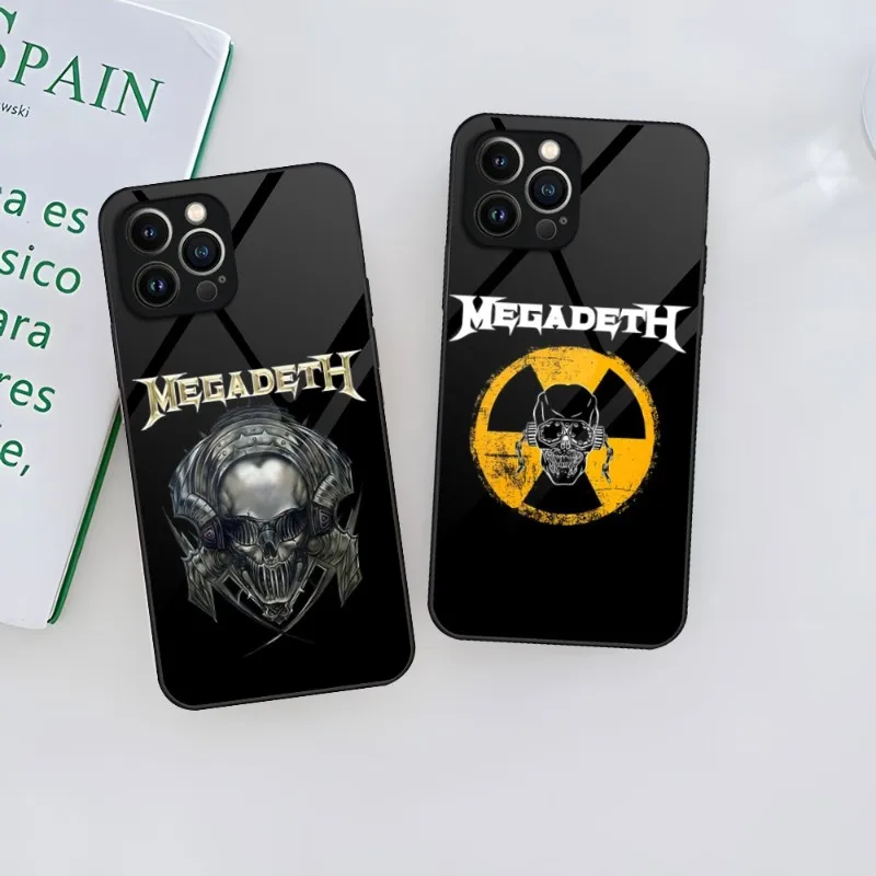 M-Megadeth Logo Phone Case For IPhone 14 Pro 12 11 13 Mini X XR XS Max 8 7 6 Plus SE 2023 Glass Back Cover