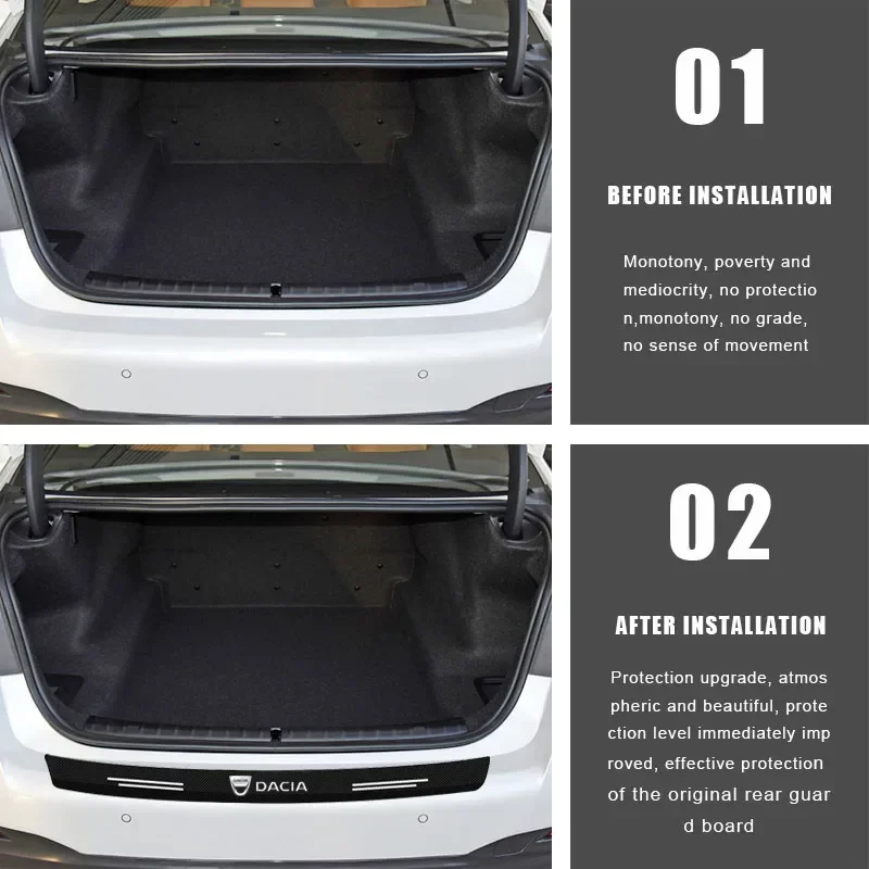 Carbon Fiber Car Rear Bumper Trunk Guard Protected Stickers For Dacia Duster Logan MCV Sandero Stepway Dokker Lodgy Car Styling