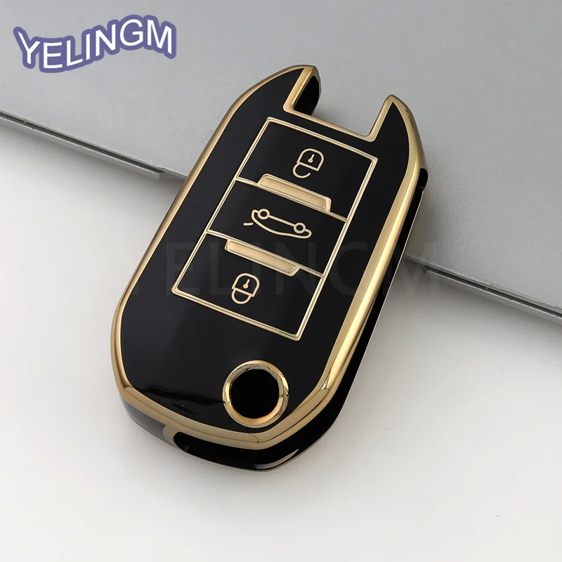 3 Buttons Flip Folding Key Soft TPU Car Key Case Cover for Peugeot 208 2008 301 308 508 5008 RCZ for Citroen C-Elysee C4-Cactus