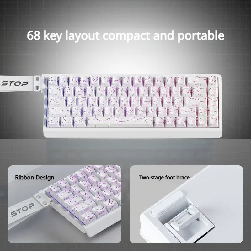 EWEADN F68 Wired Mechanical Keyboard 68 Keys Hot‑Swappable RGB Backlit 65% Layout Type‑C Detachable Cable Gaming Keyboard