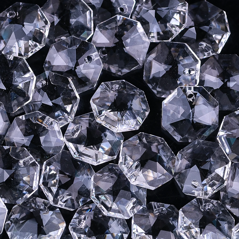 10PCS 12mm Crystal Prism Octagonal Beads Clear Faceted Glass Suncatcher DIY Jewelry Making Bulk Light Catcher Home Decor - view 2