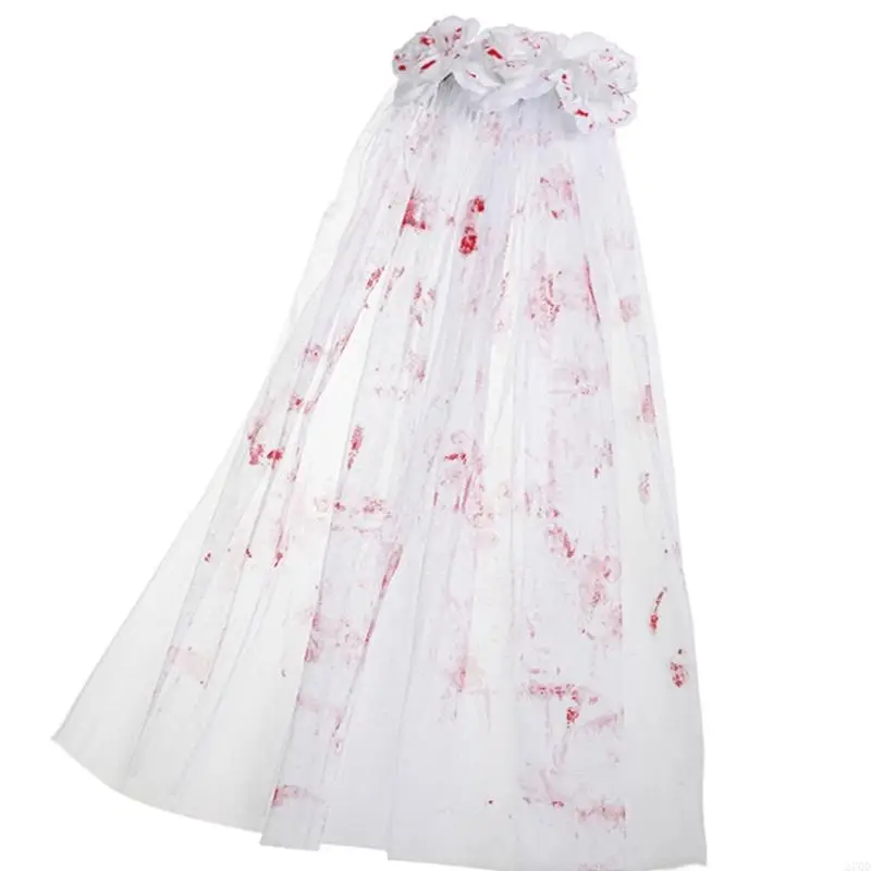 270D Gothic Blut Befleckt Rose Schal Schleier Elegante Spitze Kopfschmuck Party Dekoration Für Halloween Cosplay Kostüm Zubehör