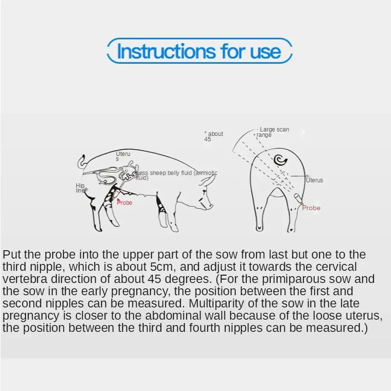 1800A Portable Veterinary Ultrasound Scanner for Animal Pregnancy Test, Suitable for Small Animals, Dogs, Cats, Pigs, Sheep