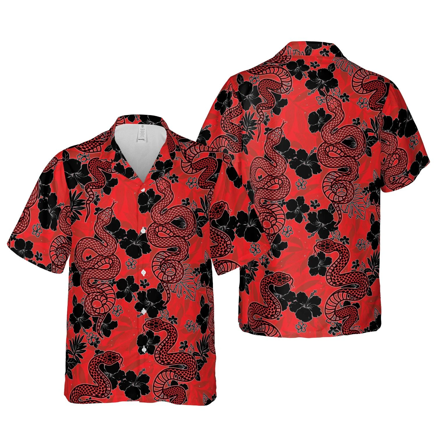 2025 New Hibiscus Snake Hawaiian Shirt For Men Women Clothes Flower Snake Button Up Shirt Tropical Snake Summer Aloha Unisex Tee