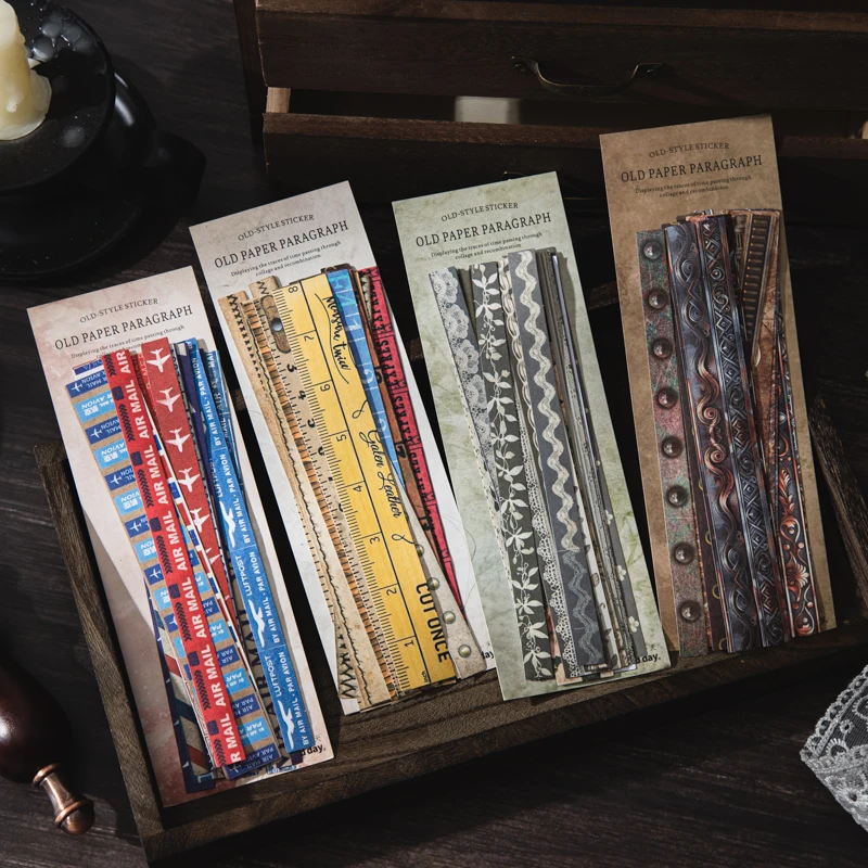 25pcs Vintage Ruler Lace Navigation Clock Stickers DIY Decorative Junk Journal Stickers For Scrapbook Label Diary Album Planner