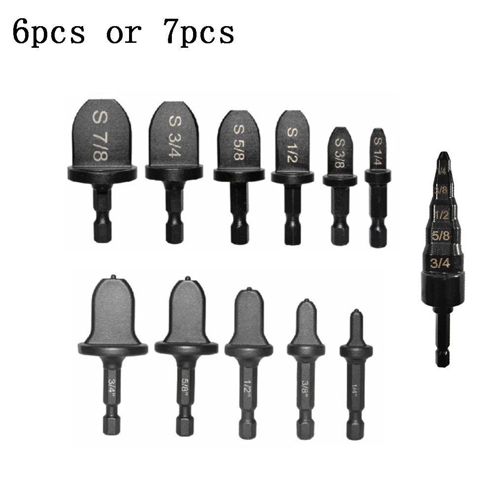 

6/7pcs/Set 5 -in-1 Air Conditioner Copper Pipe Expander Swaging Drill Bits For Hard And Soft Copper Standardized Repair Tools