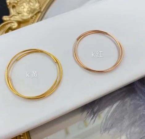 100% real 18k gold hoop earrings for women party gift au750 jewelry  round circle big hoop earrings 1cm-5cm