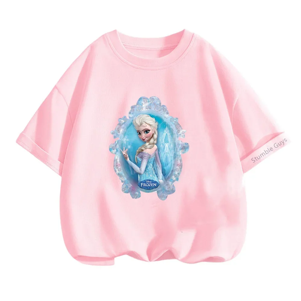

Kawaii Anna Elsa Frozen T Shirt Girl Tops Tees Kids Girls Clothes Disney T-shirts Children Short Sleeve Birthday Party Costume