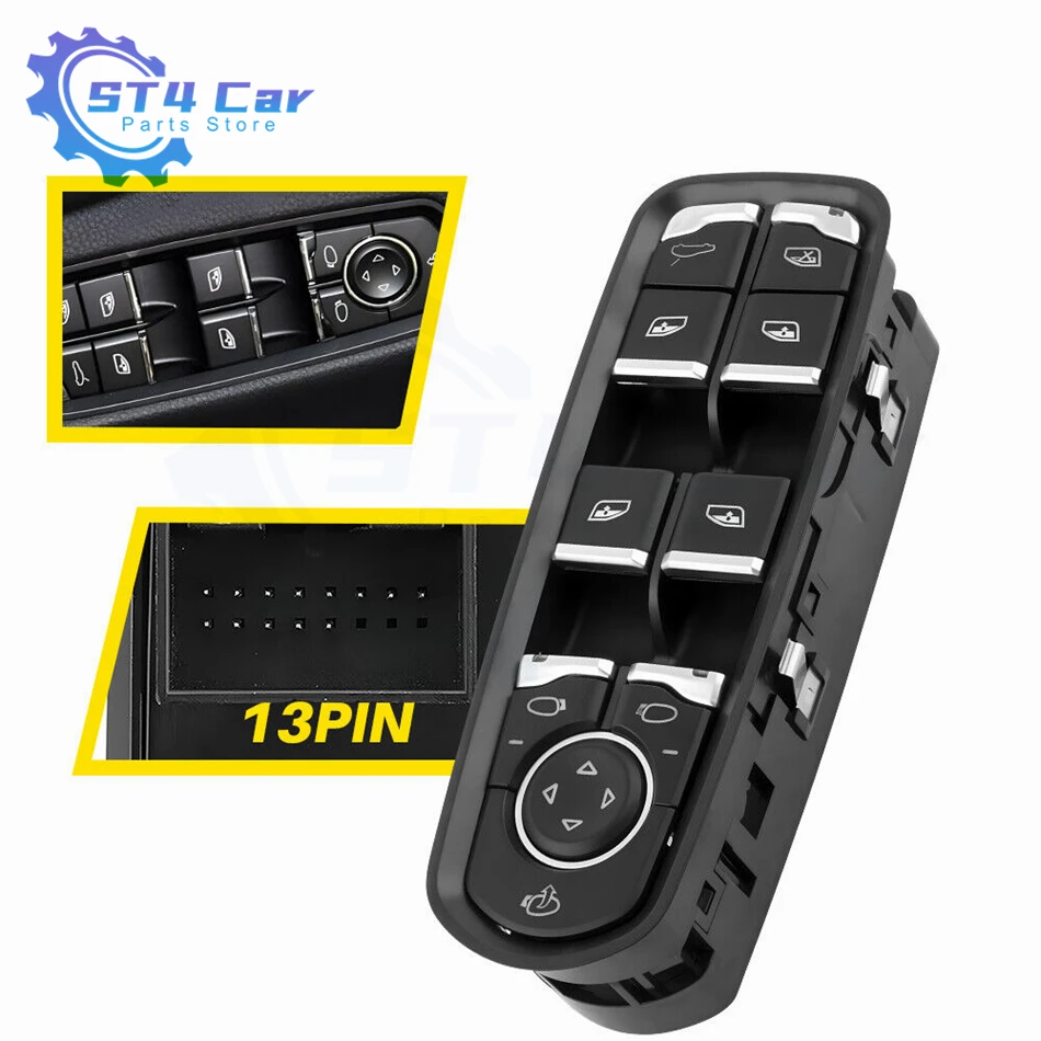 

7PP959858R Window Power Control Switch For Porsche Panamera Cayenne 4.8L V8 3.6L V6 3.0L V6 Macan 3.0L 3.6L V6 2.0L L4