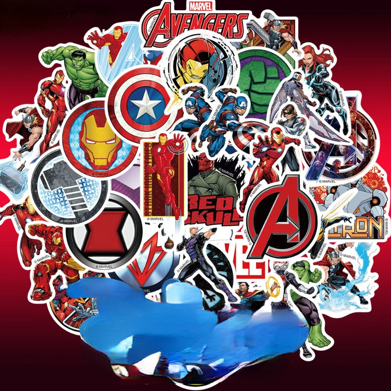 Marvel Peripheral Avengers Cartoon Personality Creative Luggage Desktop Computer Waterproof No Glue Handbook Decoration Sticker