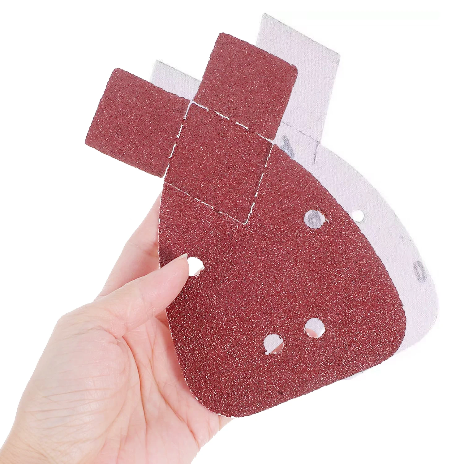 

Треугольные кроличьи уши, инструмент для полировки наждачной бумаги с 4 отверстиями, шлифовальный абразивный инструмент из оксида алюминия в форме розничной торговли, сменные уши