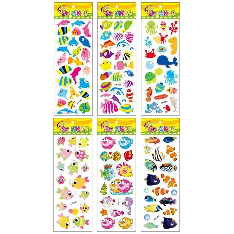 10Pcs Stickers Scrapbooking Stationery Kawaii 3D Sea Fish Bubble Sticker Notebook School Supplies Random