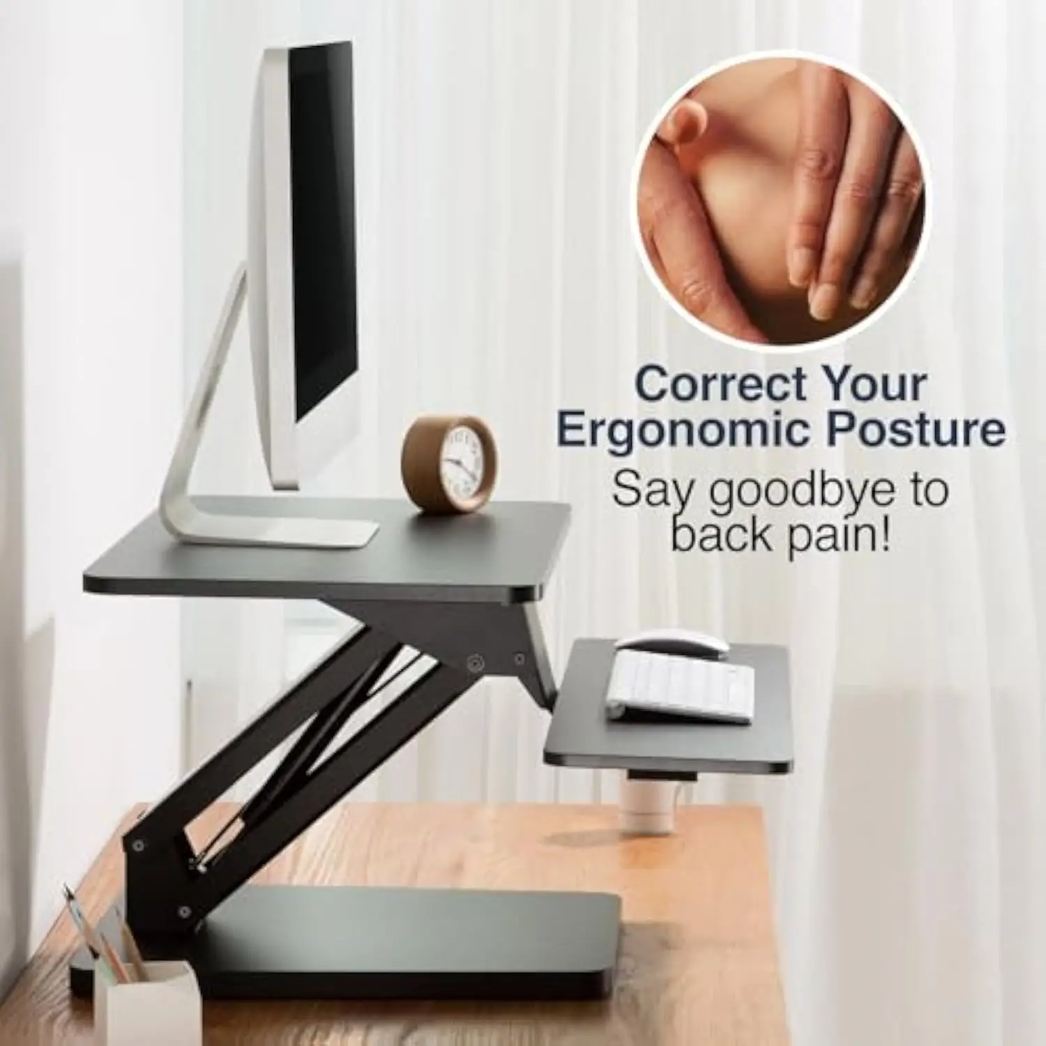 Zero Adjustable Standing Desk Converter - 6.3-17.3'' Height Adjustable Desktop Standing Desk Riser - Stand Up Desk Top - Sit S