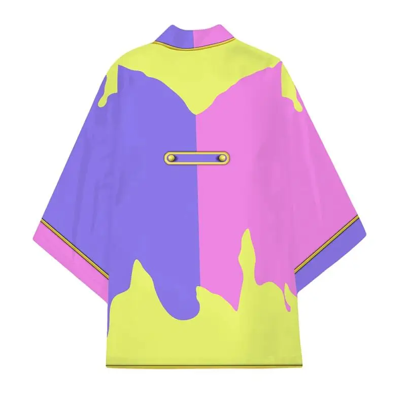 Color Stage Project Sekai Cosplay Costume Men Pink Purple Japanese Kimono Cardigan Halloween Kamishiro Rui Cosplay Cloak