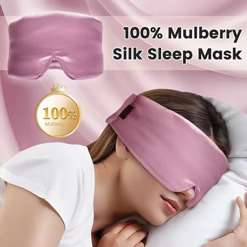 Masque de sommeil respirant, masque de nuit anti-lumière pour le quotidien et les voyages, doux pour la peau des yeux, anti-rides, couvre-oreilles réglable à large velcro