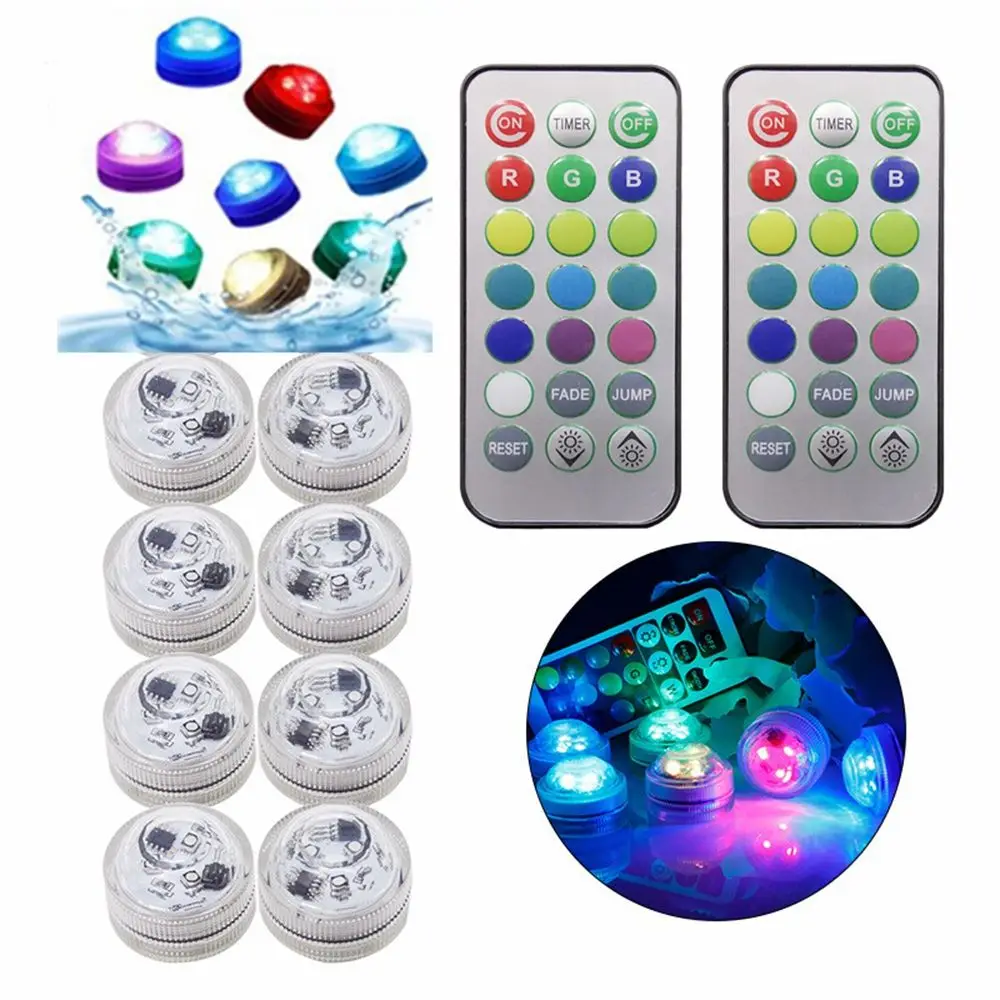 Submersible LED Lights Waterproof RGB Underwater Light For Wedding Tea Light Hot Tub Pond Pool Bathtub Aquarium Party Vase Decor