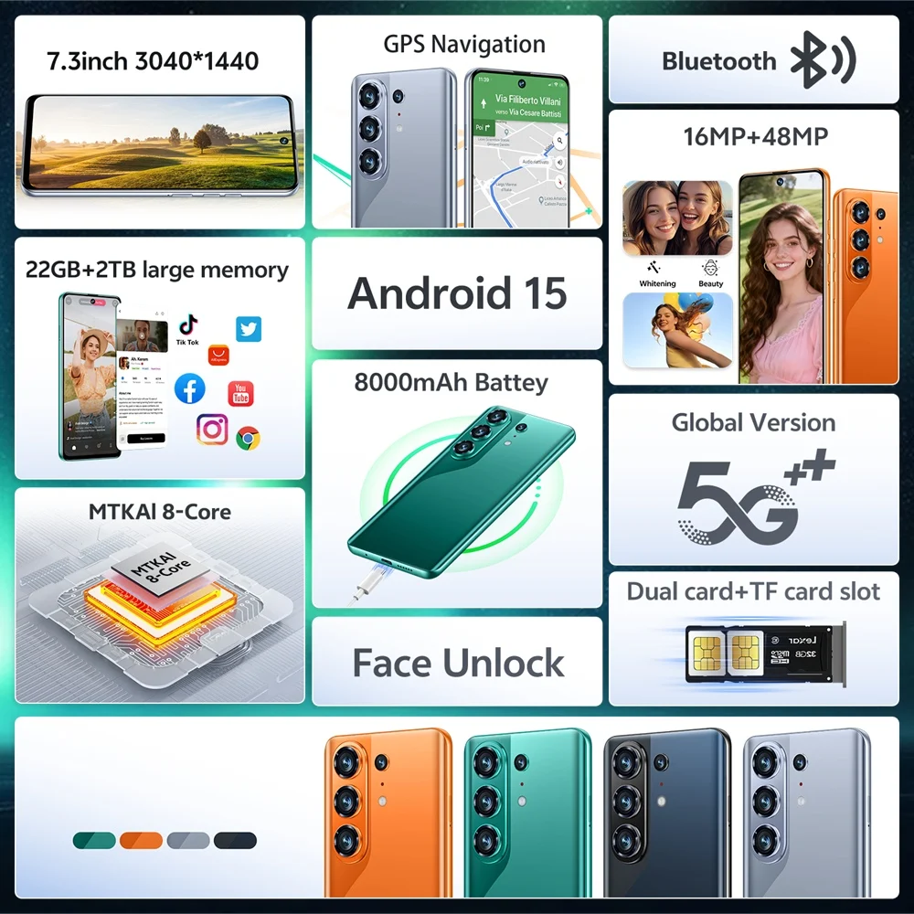 K-Touch Smartphone C26 Ultra 8000mAh Akku Mobiltelefone 7,3 Zoll Vollbild-Display Handy 5G Dual-SIM Gesichtserkennung 22GB+2TB Android 15 Mobiltelefone – Detail 5