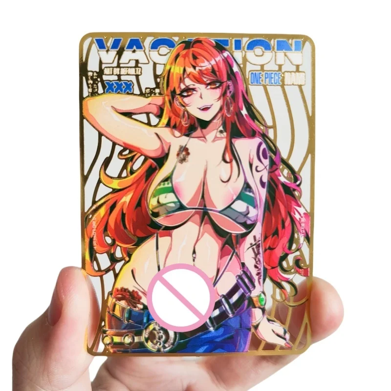 Anime Girl Metal Card Nami Albedo Tsunade Alter Tokisaki Kurumi Sexy Magazine Style Diy Action Toy Figure Anime Game Collection