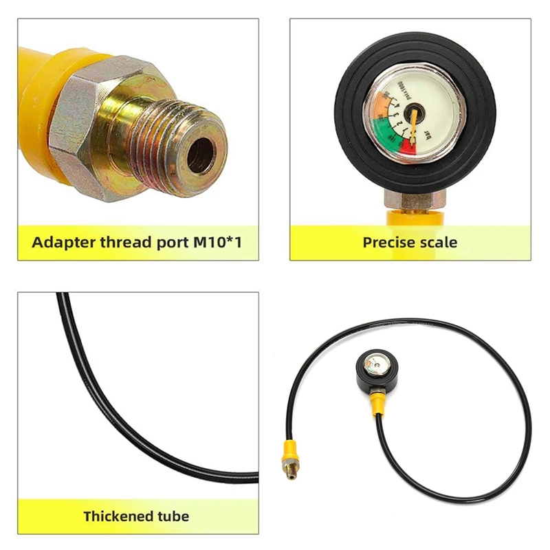 DIDEEP Upgrade Pressure Gauge Replacement Fit For The DIDEEP Series Scuba Diving Tank With M10X1 Thread Aviation Aluminum