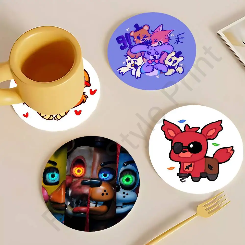 

Game W-FnafS Wooden Coasters 10cm Round Cosplay Fans Collect Friends Gifts