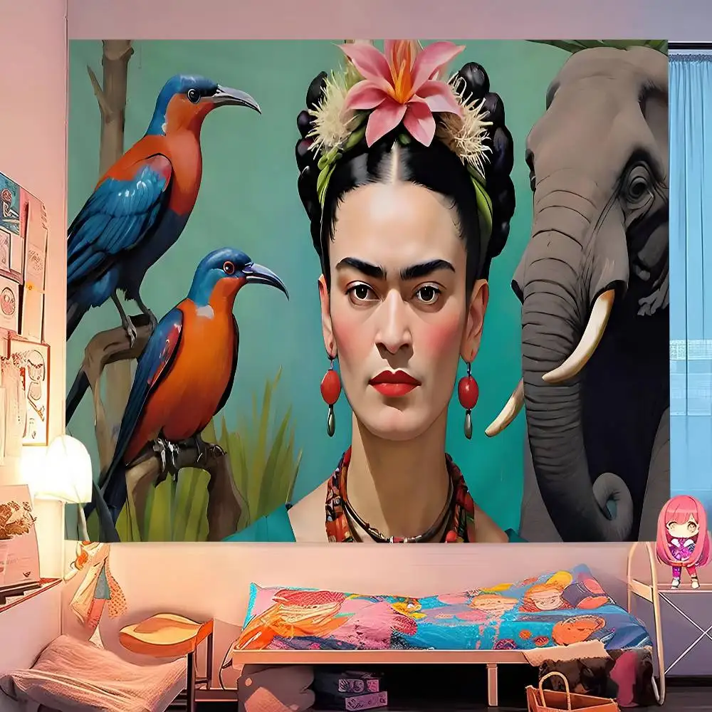 Artist F-Frida K-Kahlo Cartoon Tapestry Wall Hanging Decoration Household Home Decor
