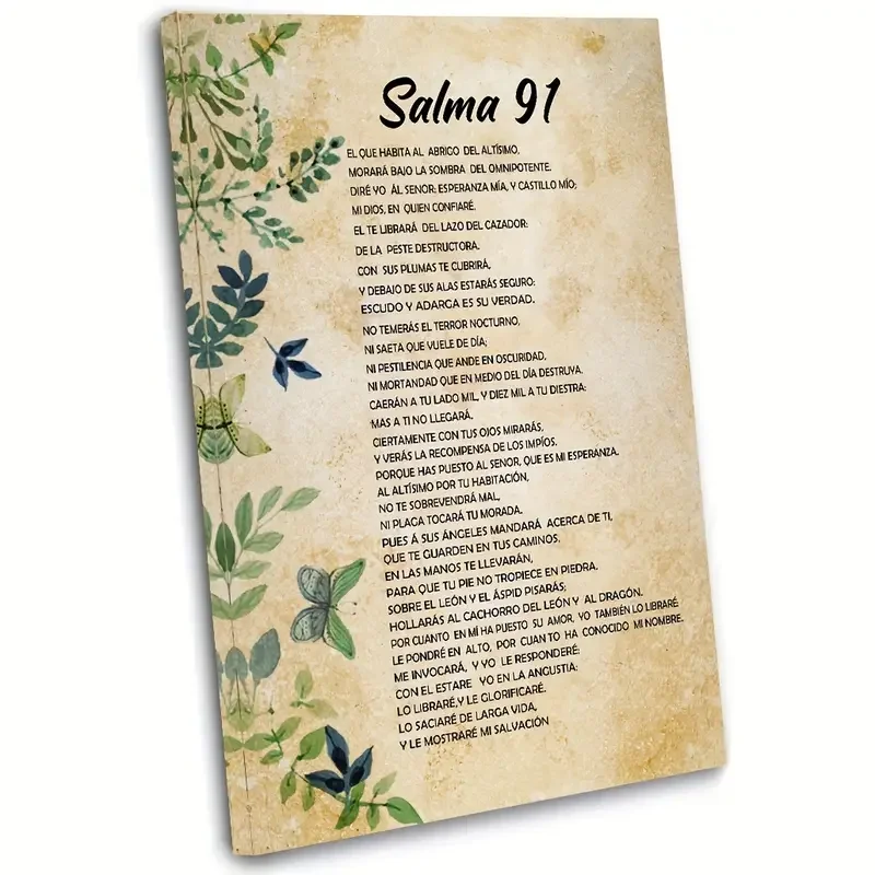 1pc Leinwand Poster Religion Kunst, Psalm 91 Wand kunst spanische Verse kein Rahmen christliche Bibel Verse Wand dekoration inspirierende Zitate