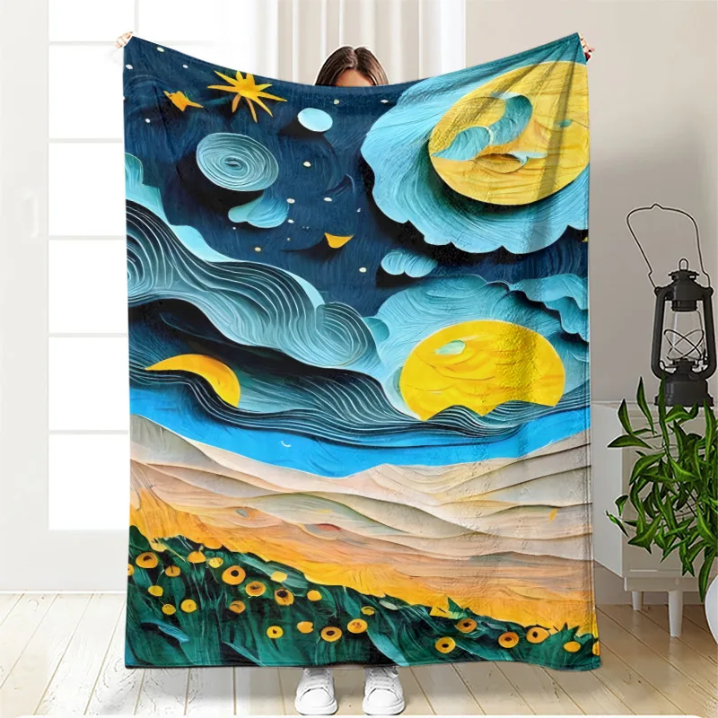 Three dimensional Paper Cuttings Art Printed Flannel Blanket Soft Sofa Bed Sheet Travel Nap Blanket Pet Sleeping Cover Blanket
