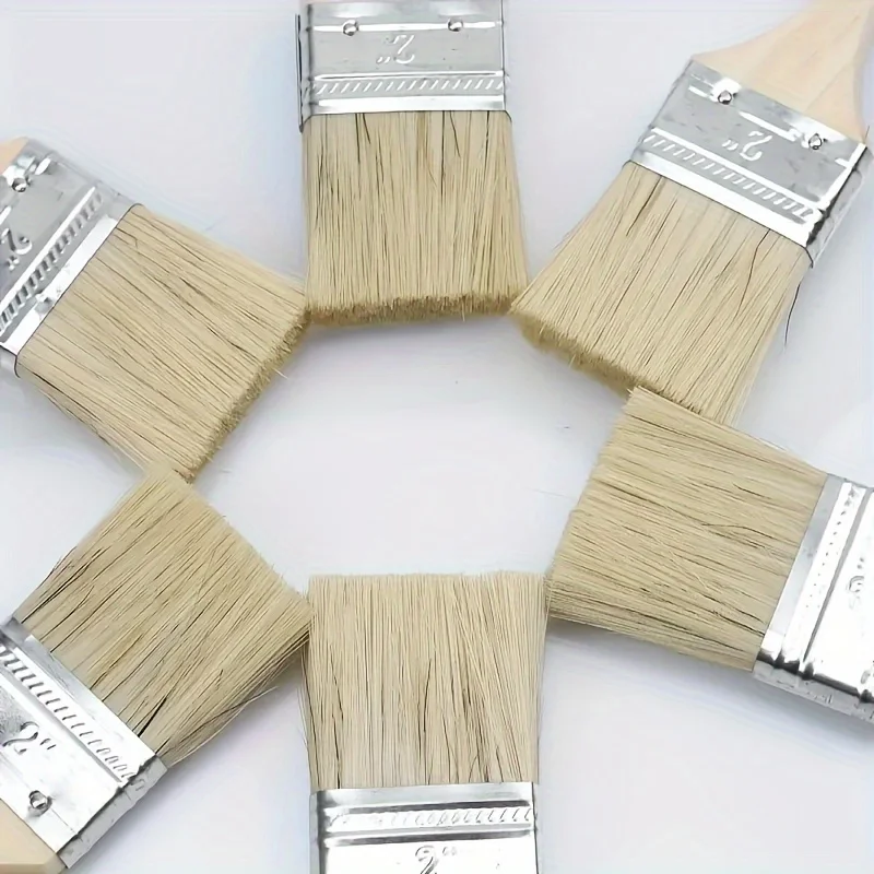 10 Stück Nylonpinsel, kurze Pinsel mit Holzgriff für Kunst und Malerei, Aquarellpinsel, Wandpinsel, Kunstpinsel, Reinigungswerkzeuge – Detail 7