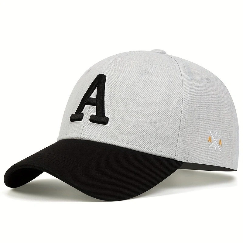 Unisex Baseballkappen mit A-Buchstaben-Stickerei auf der Seite, für Frühling und Herbst, verstellbare Freizeitmützen für den Außenbereich, Sonnenschutzhüte, Sportkappen – Detail 7