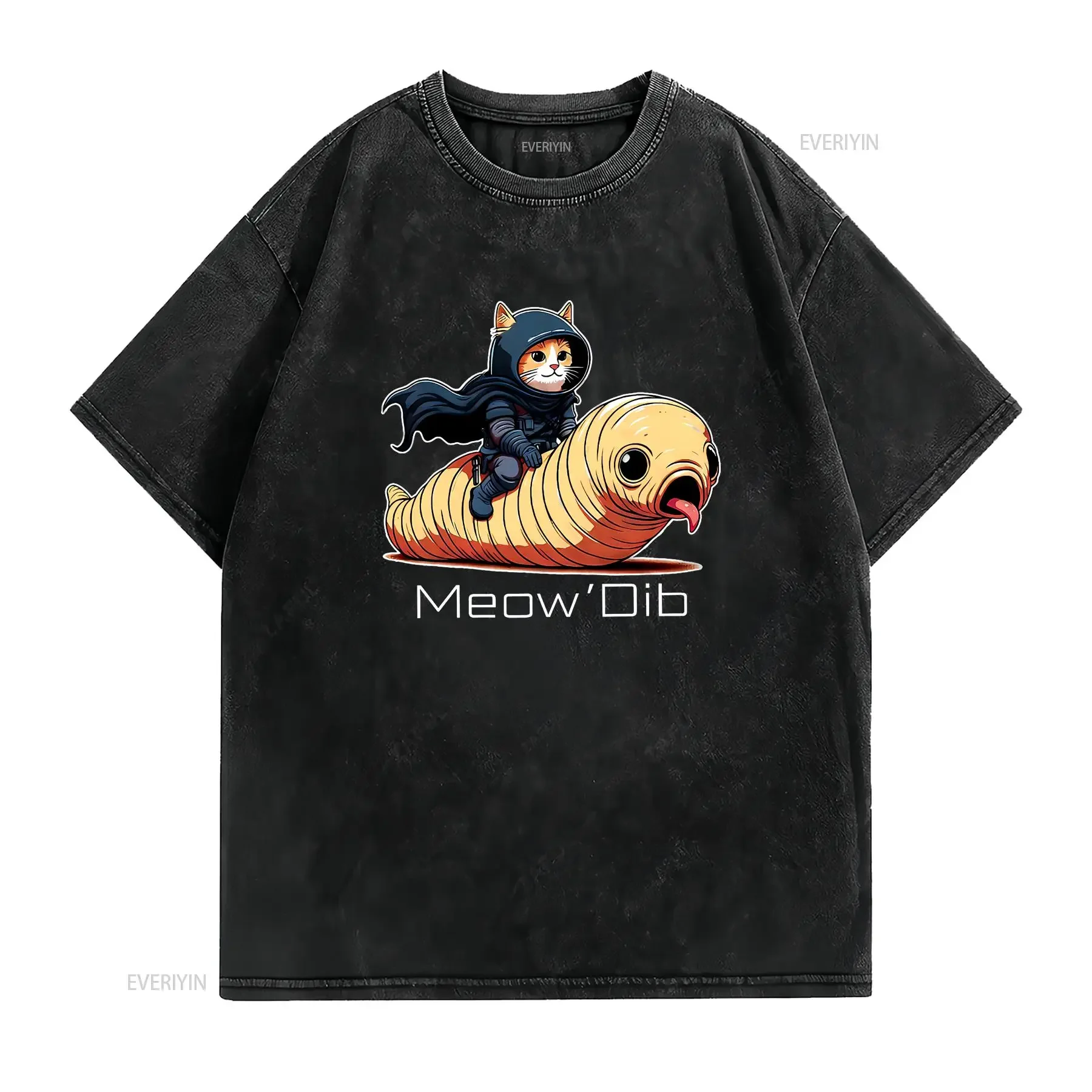 Funny Meow'dib Sand Land Cat Sandworm T Shirt vintage Washed Soft fashion homme Versatile Casual Top For Everyday Wear